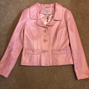 Sharon Young pink leather jacket